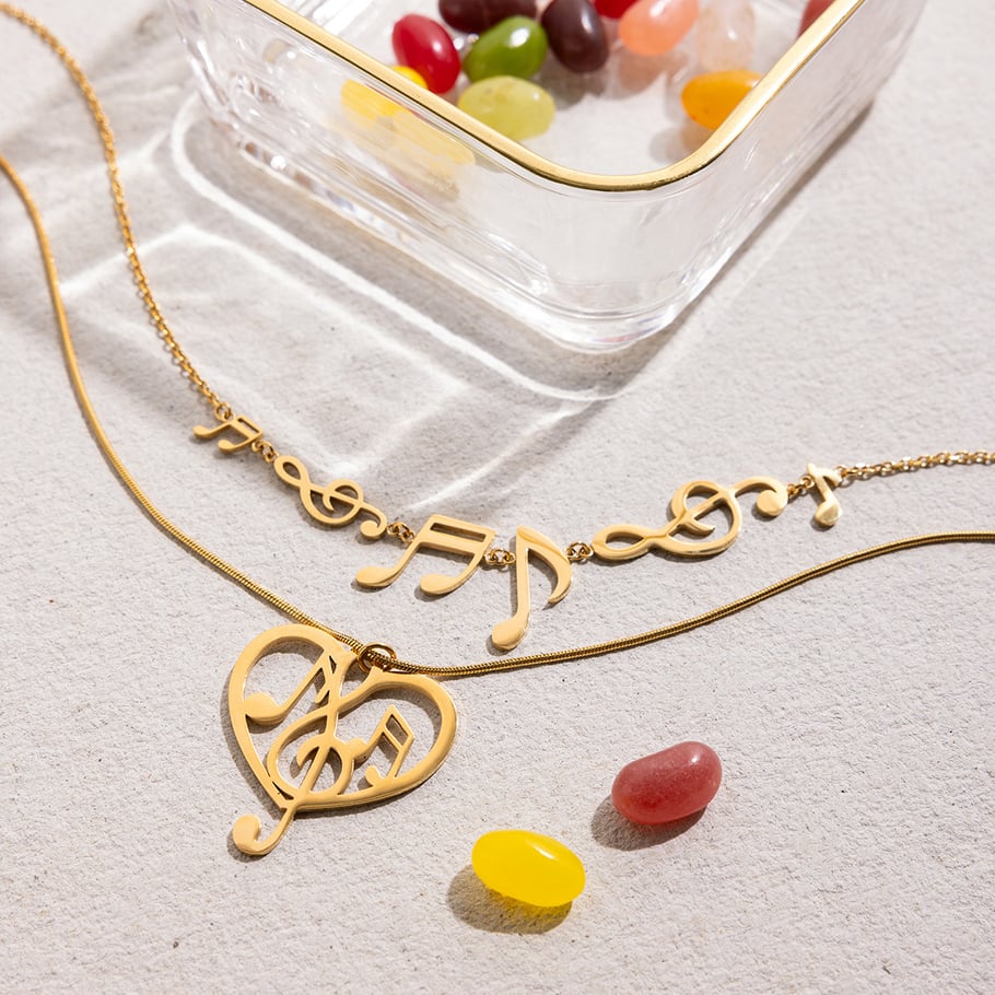 1 Piece Romantic Note Stainless Steel Gold Color Women's Pendant Necklaces Picture4