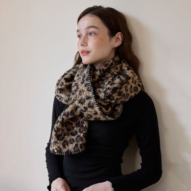 1 pieza de bufandas de invierno de poliéster con estampado de leopardo retro para mujer h5 Imagen2