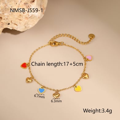 1 Piece Simple Series Sweet Heart Stainless Steel Women's Chain Bracelets h5 