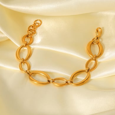 1 Stück einfache, tägliche, unregelmäßige Form, Edelstahl, goldfarben, Damen-Kettenarmbänder h5 Bild5