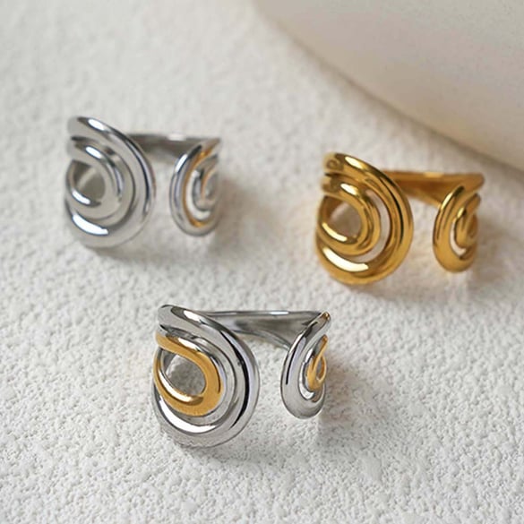 1 Piece Retro Irregular Shape Hollowed-out Stainless Steel Women's  Statement Rings 2