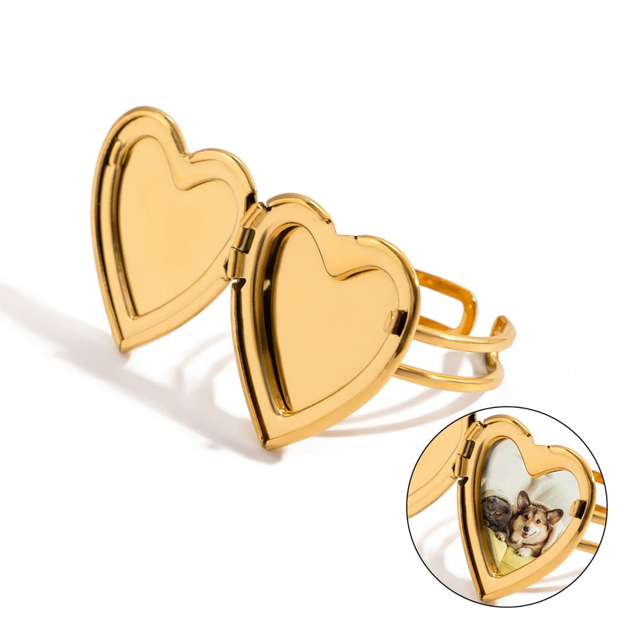 1 pezzo di anello romantico con fiori in acciaio inossidabile color oro Immagine7