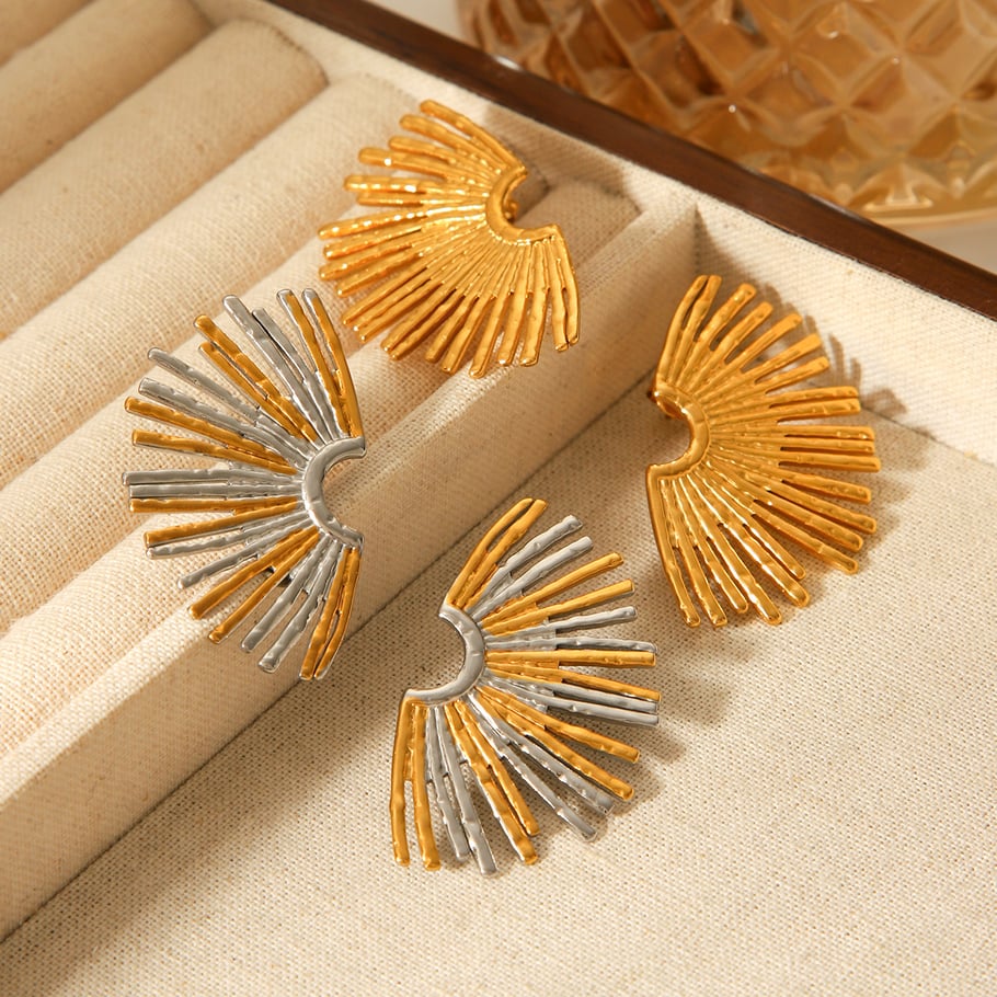 1 Pair Daily Mixed Gold Color And Silver Colors Stainless Steel Women's Stud Earrings h5Picture5