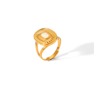 1 Piece Sun Shape Stainless Steel Gold Color Shell Statement Ring h5 