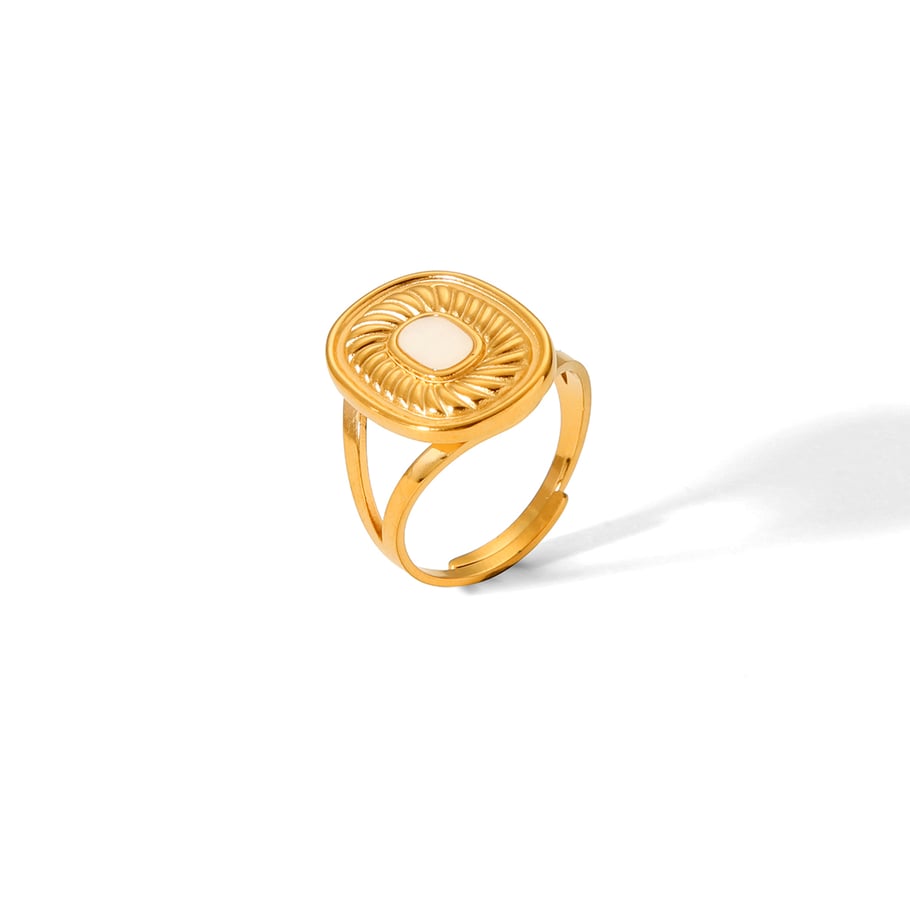1 Piece Sun Shape Stainless Steel Gold Color Shell Statement Ring 