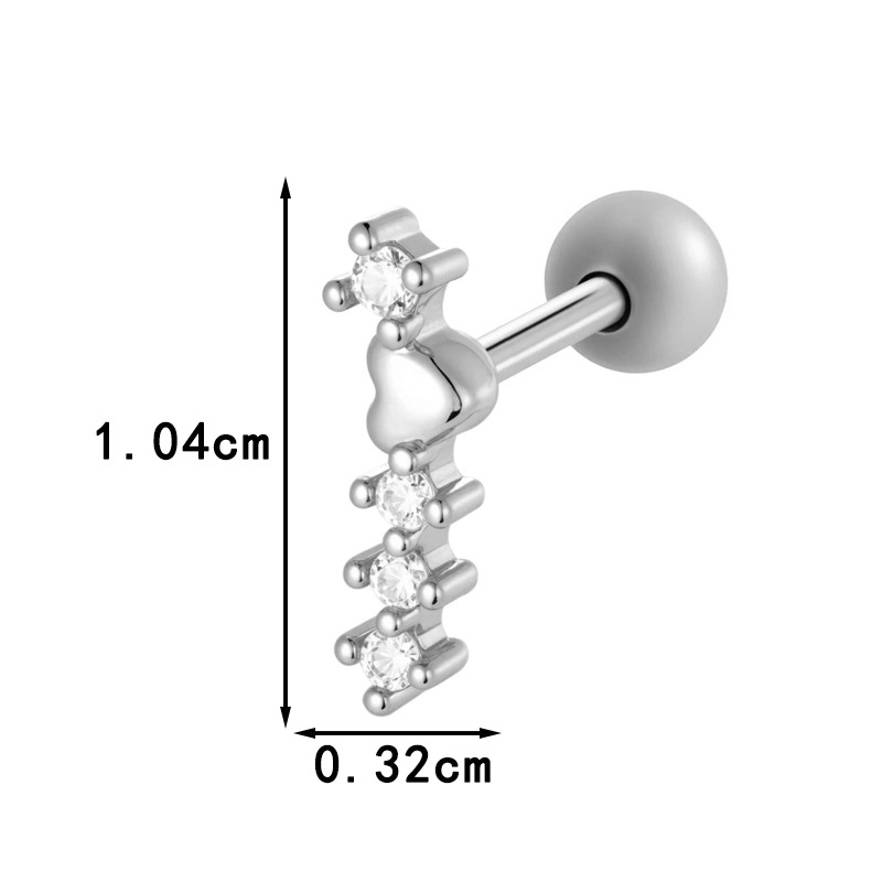 1 Piece Bow Knot Copper Gold Color Zircon Piercing Earring Picture2
