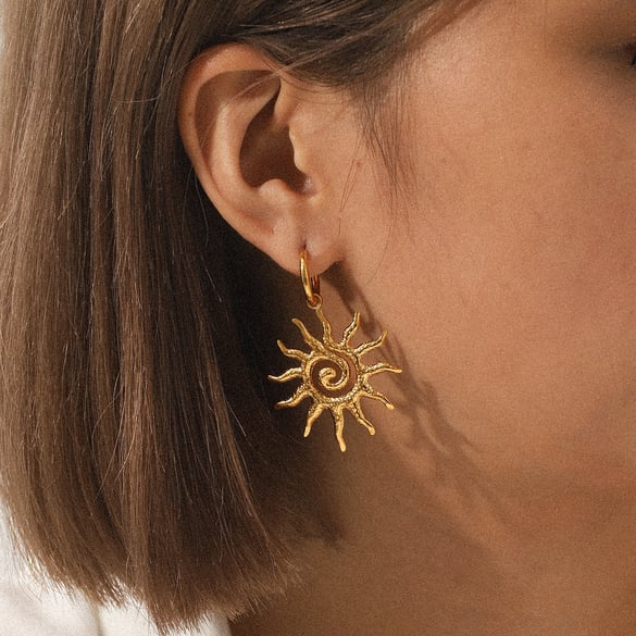 1 Pair Daily Sun Stainless Steel  Gold Color Women's Drop Earrings 2