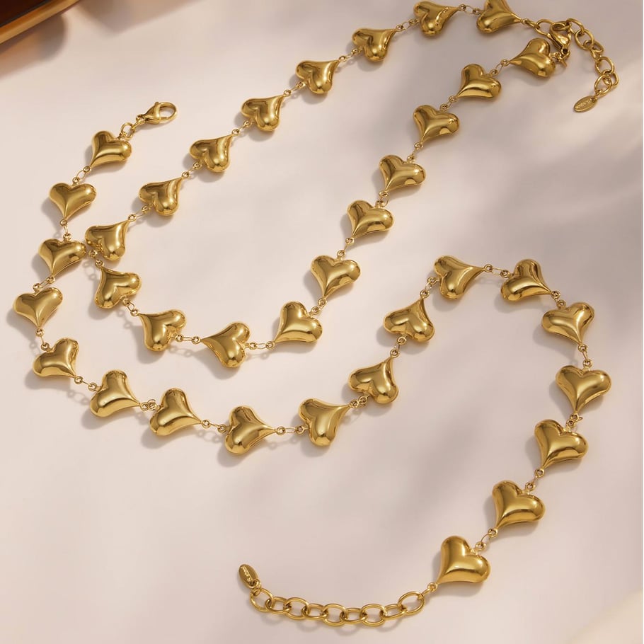 Romantic Heart Stainless Steel Gold Color Women's Jewelry Sets Picture6