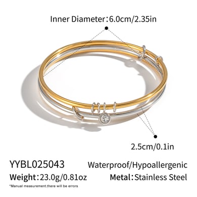 1 Piece Stainless Steel Mixed Color Bangle h5 