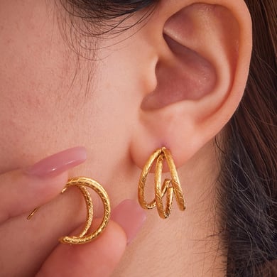 1 Paar minimalistische Creolen aus Edelstahl in Goldfarbe für Damen h5 Bild2