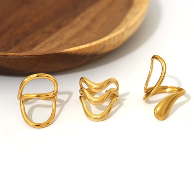 1 Piece Simple Irregular Shape Stainless Steel  Gold Color  Statement Rings h5 Picture3