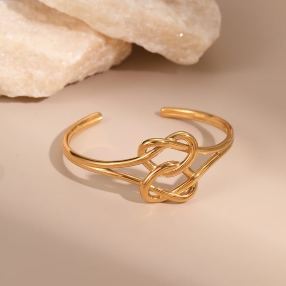 1 pezzo di braccialetti a polsino in acciaio inossidabile con cuore elegante della serie lussuosa
