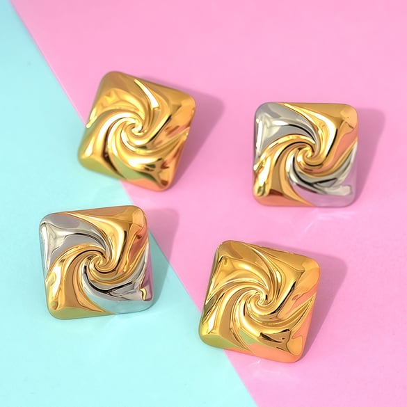 1 Pair Simple Thread Stainless Steel  Gold Color  Women‘s  Stud Earrings