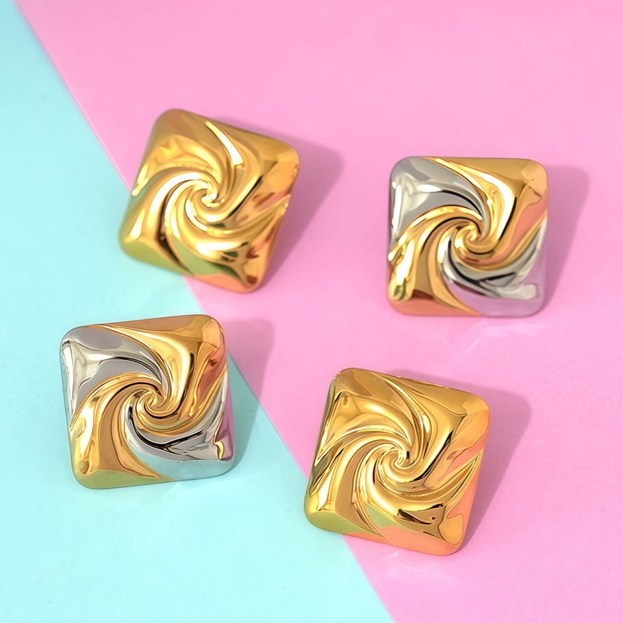 1 Pair Simple Thread Stainless Steel  Gold Color  Women‘s  Stud Earrings Picture3