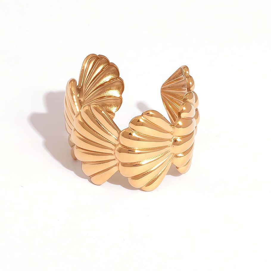 1 Piece Simple Casual Shell Stainless Steel   Gold Color Women’s Statement Rings 