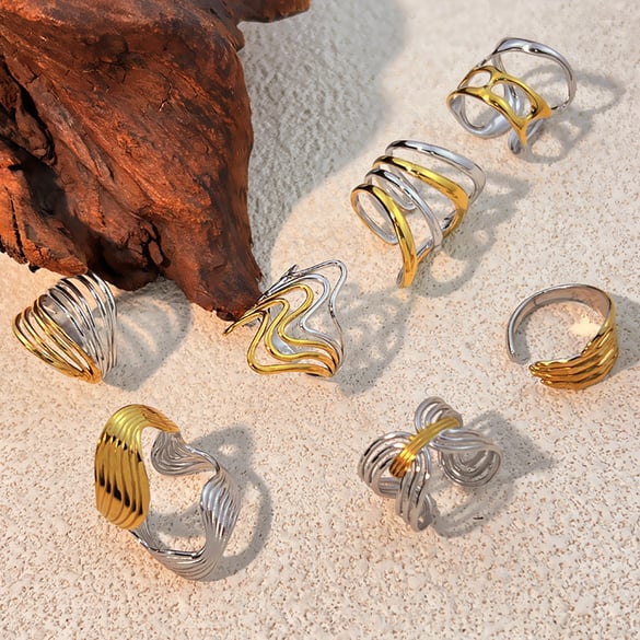 1 Piece Stainless Steel Mixed Color Minimalist Ring