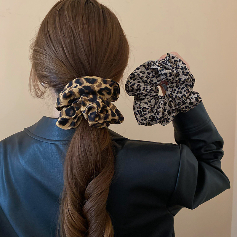 1 Parça Retro Leopar Polyester Saç Lastiği Resim4