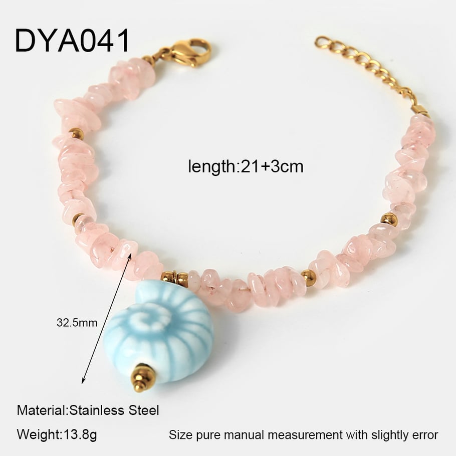 Sweet Natural Stones Ceramic Pendant Necklace Set 