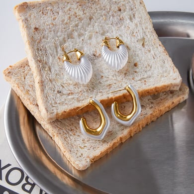 1 Piece Gorgeous Irregular Annular Shape Stainless Steel Gold Color Women's Hoop Earrings h5 Picture7