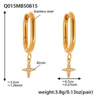 Q015-Golden Cross Zircon U-Shaped Earrings Picture10