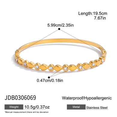 1 Piece Elegant Droplet Heart Stainless Steel Gold Color Women's Bangles h5 