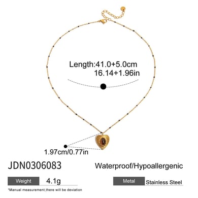 1 Piece Classic Heart Stainless Steel Gold Color Natural Stone Women's Pendant Necklaces h5 Picture2