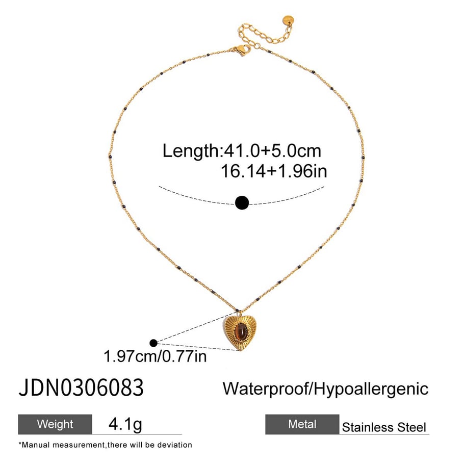 1 Piece Classic Heart Stainless Steel Gold Color Natural Stone Women's Pendant Necklaces Picture2