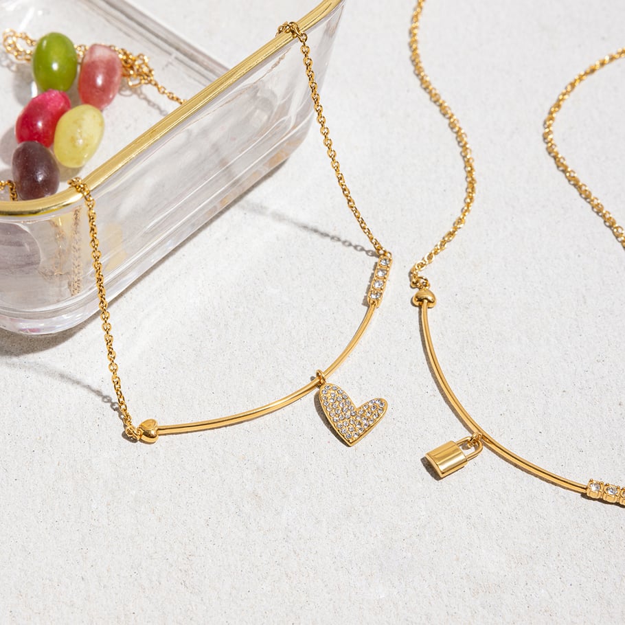 1 pezzo di collana con ciondolo da donna in acciaio inossidabile color oro con lucchetto classico Immagine5