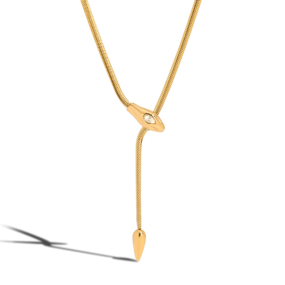 1 Piece Shinning Snake Stainless Steel Gold Color Women's Pendant Necklaces 