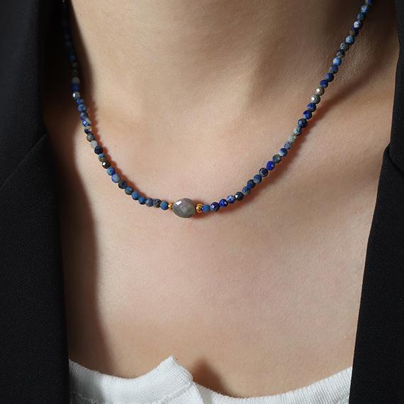 1 pezzo elegante collana di perline in acciaio inossidabile color oro con pietra naturale da donna Immagine7