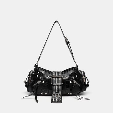 Bolso de hombro de PU con remaches punk de lujo para mujer, 1 pieza h5 