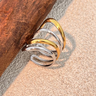 1 Piece Simple Mixed Color Stainless Steel Minimalist Ring h5 Picture2