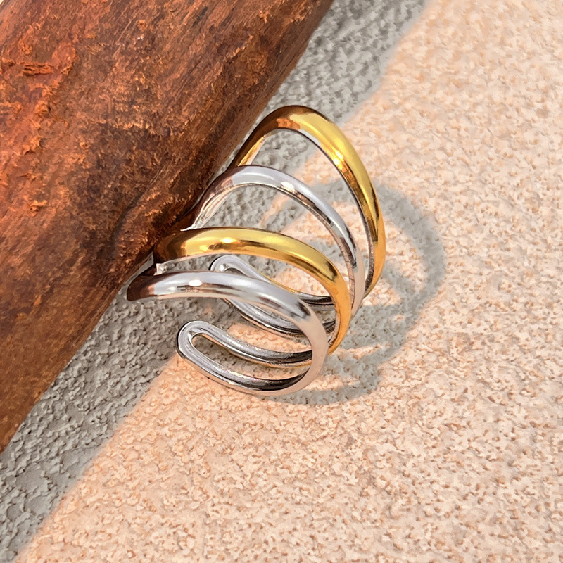 1 Piece Simple Mixed Color Stainless Steel Minimalist Ring Picture2