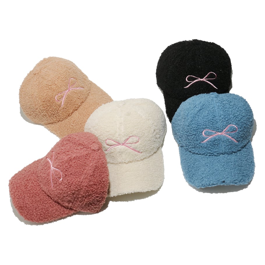 Cappello da donna in peluche con fiocco dolce, 1 pezzo Immagine2