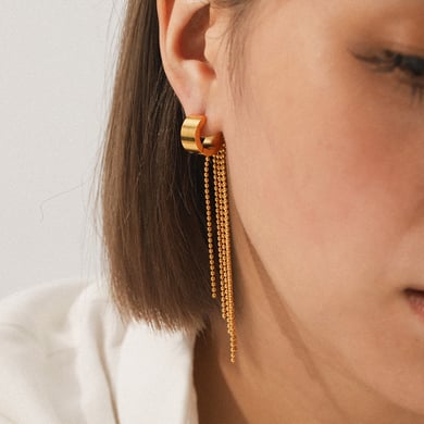 1 Pair Simple Daily Tassel Stainless Steel   Gold Color  Women's Drop Earrings h5 Picture4