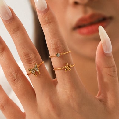 Luxe serie Dagelijkse bloemen roestvrijstalen zirkonia statement ringen h5 Afbeelding5