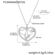 P1304-Steel Color Heart Zircon Necklace 41+5cm Picture2