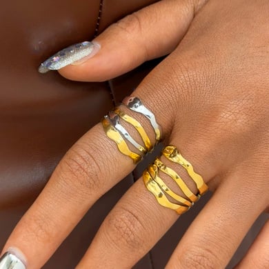 1 Stück einfache unregelmäßige Form Edelstahl Gold Farbe Damen Statement Ringe h5 Bild3