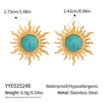 1 Piece Retro Sun Calaite Stainless Steel Gold Color Women's Jewelry Sets h5 