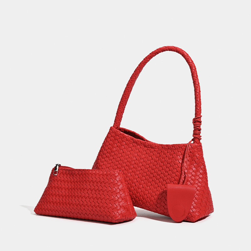 1 sac à bandoulière en PU tissé exquis pour femme avec pochette Image4