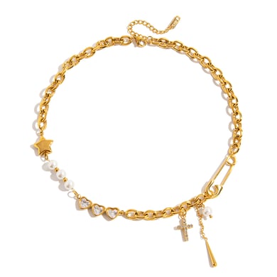 Elegant Cross Stainless Steel Gold Color Women's Pendant Necklaces h5 