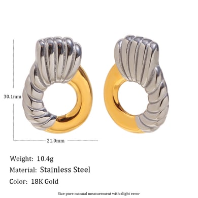 1 Pair Casual Circle Stainless Steel Gold Color Women's Stud Earrings h5 Picture2