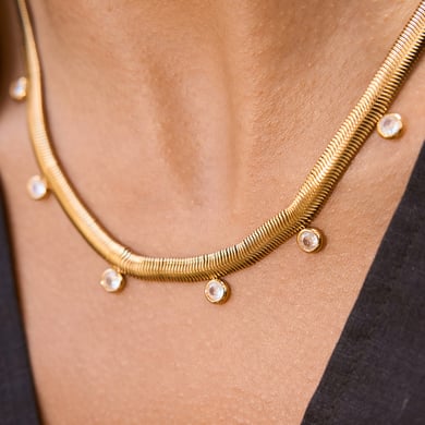 1 Stück Elegante Linien Edelstahl Gold Farbe Damen Anhänger Halsketten h5 Bild4