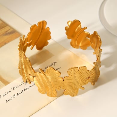 1 stuk Simple Series Daily Leaf roestvrij staal goudkleurige damesarmbanden h5 Afbeelding7