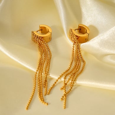 1 Pair Simple Daily Tassel Stainless Steel   Gold Color  Women's Drop Earrings h5 Picture5