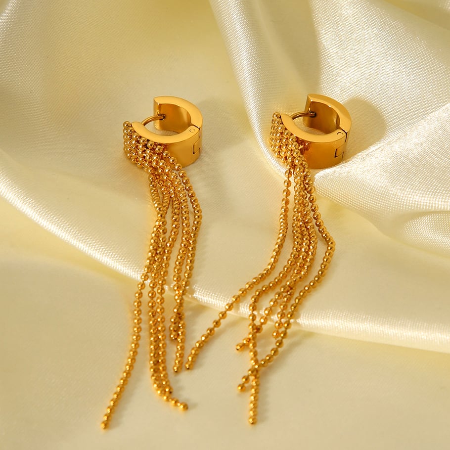 1 Pair Simple Daily Tassel Stainless Steel   Gold Color  Women's Drop Earrings Picture5