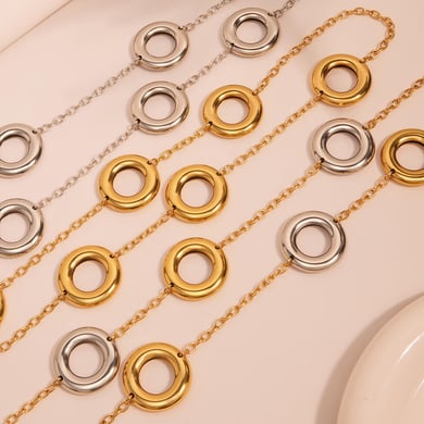 1 Piece Simple Circle Stainless Steel Gold Color Women's Long Necklaces h5 Picture5