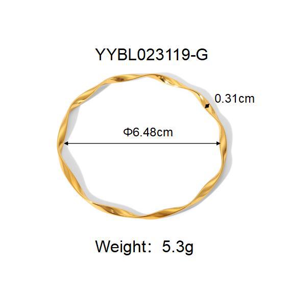 Bracelet simple en acier inoxydable de forme irrégulière, couleur or, 1 pièce 