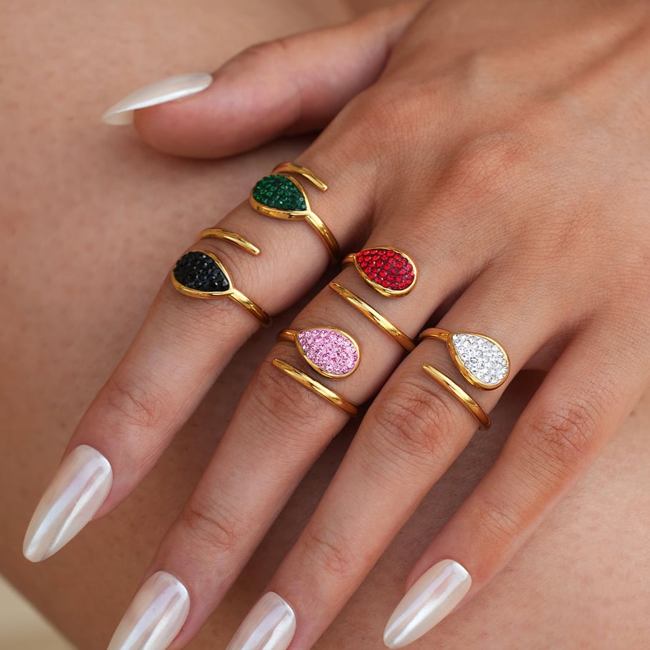 1 Piece  Casual Droplet Irregular Shape Stainless Steel Women‘s  Statement Rings Picture9