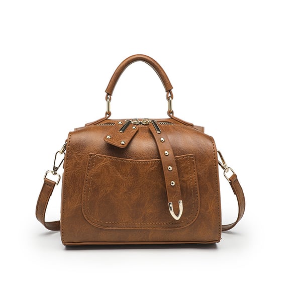 Sac à main Boston chic en PU de couleur unie pour femme, 1 pièce 2